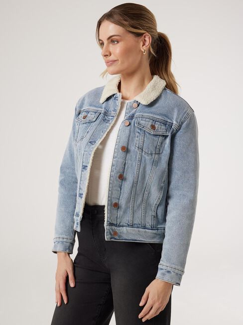 Sherpa Denim Jacket, Blue, hi-res