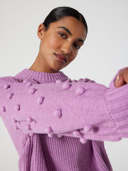 Orlando Drop Shoulder Cable Knit, Pink, hi-res