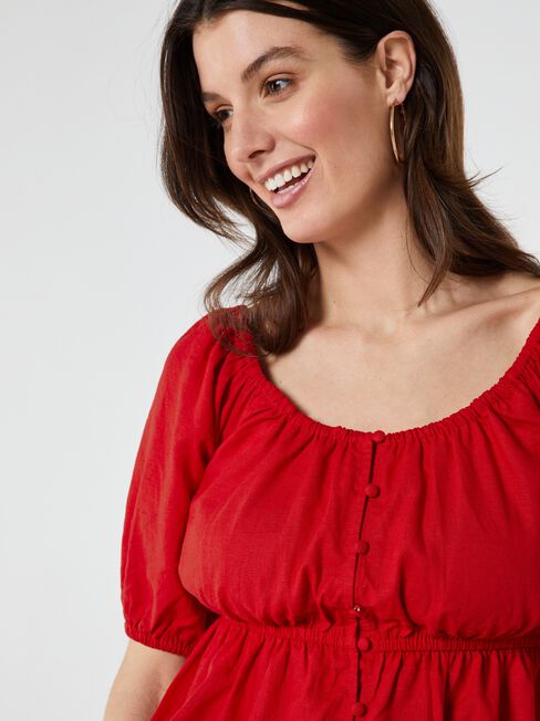 Zuri Structured Top, Red, hi-res