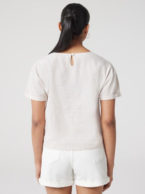 Nina Linen Tee, White, hi-res