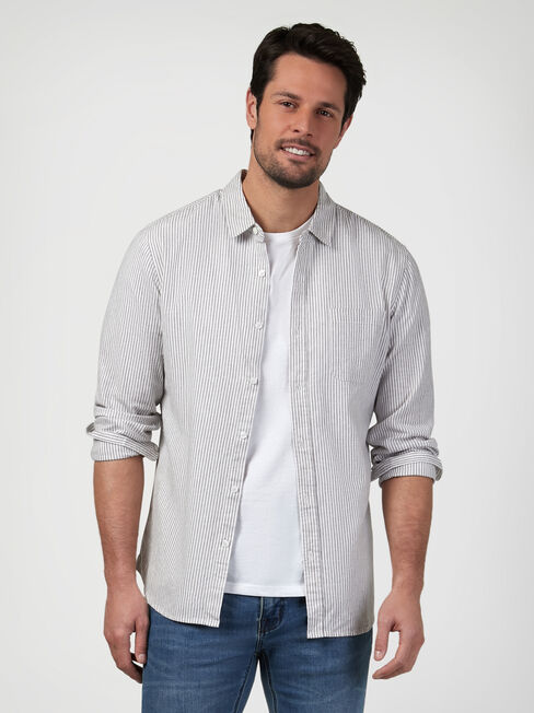 LS Martin Stripe Shirt, White, hi-res