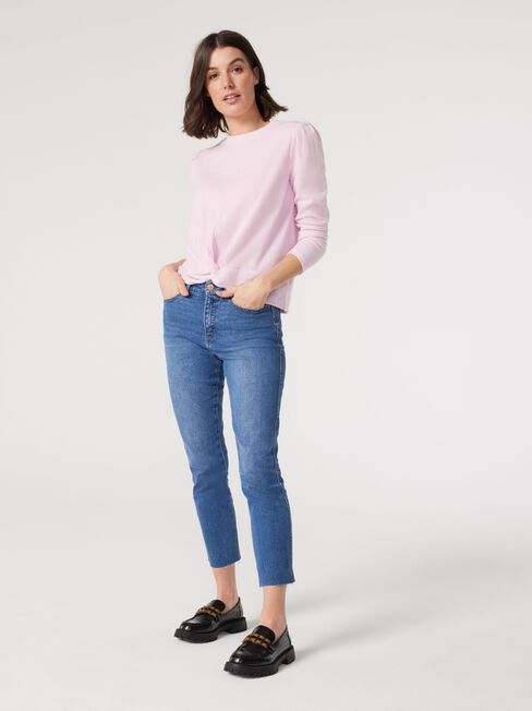 Aimee Twist Hem Top, Pink, hi-res