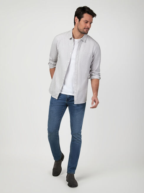 LS Martin Stripe Shirt, White, hi-res