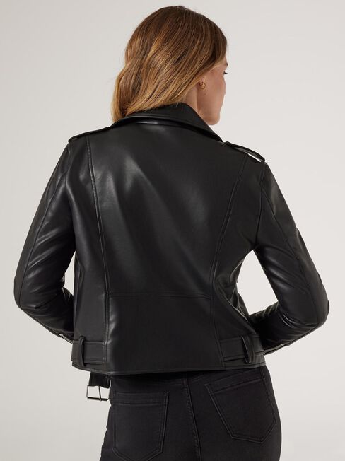 Kirsten Biker Jacket, Black, hi-res