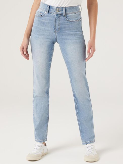 Tummy Trimmer Straight Jeans, Light Indigo, hi-res