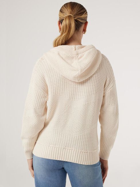 Saskia Hooded Knit, White, hi-res