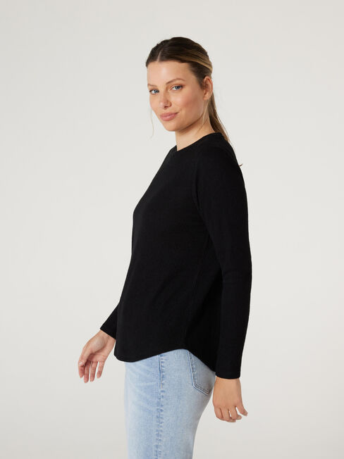 Sophie Rib Soft Touch Pullover, Black, hi-res