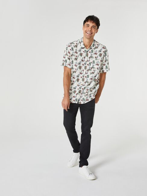 SS Maxwell Print Shirt, Brown, hi-res