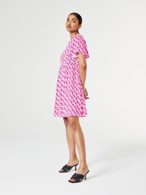 Ziggy Tie Front Dress, Print, hi-res