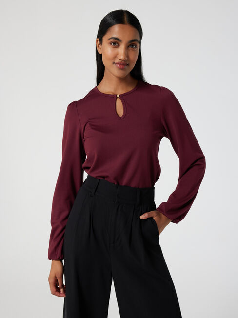 Miranda Ponte Keyhole Top, Merlot, hi-res