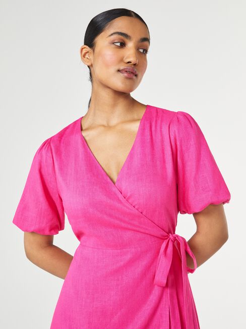 Fonda Wrap Dress, Pink, hi-res