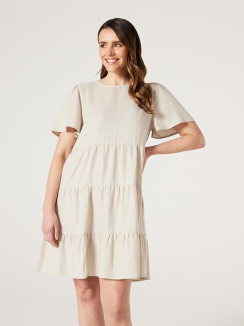 Bobby Tiered Dress, Oatmeal, hi-res