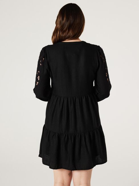 Anya Broderie Dress, Black, hi-res