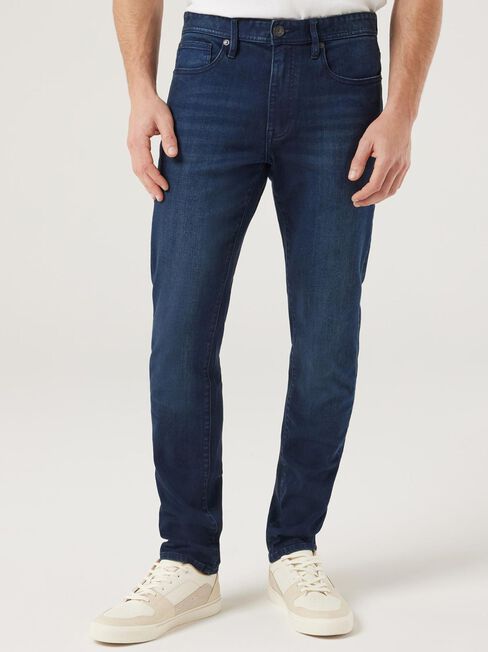 Denim Flex Slim Tapered Jeans, Dark Indigo, hi-res