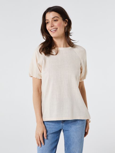 Waverly Raglan Puff Sleeve Top, White, hi-res