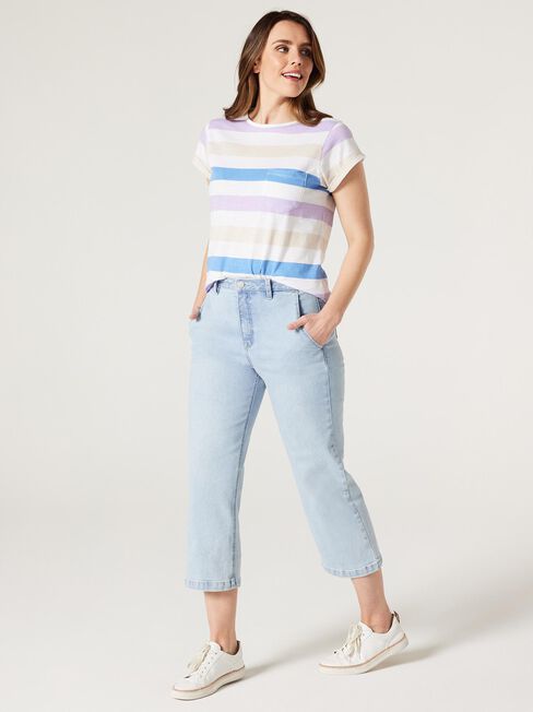 Essential Slub Pocket Tee, Sapphire Multi Stripe, hi-res