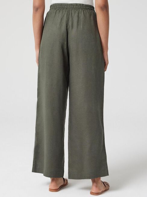 J-Luxe Classic Linen Pant, Green, hi-res