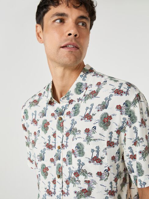 SS Maxwell Print Shirt, Brown, hi-res