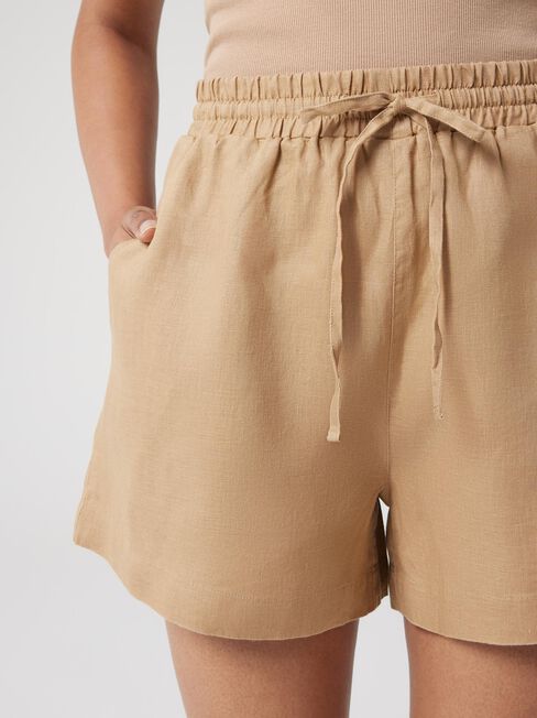 J-Luxe Classic Linen Short, Brown, hi-res