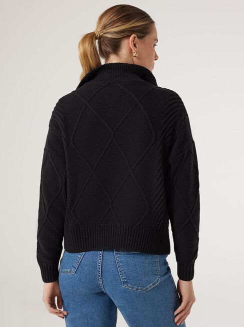 Opal Half Zip Knit, Black, hi-res