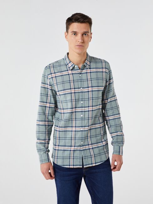 LS Taylor Check Shirt, Green, hi-res