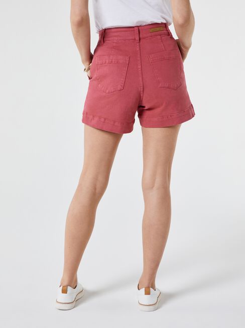 Georgia Tummy Trimmer Denim Short, Red, hi-res