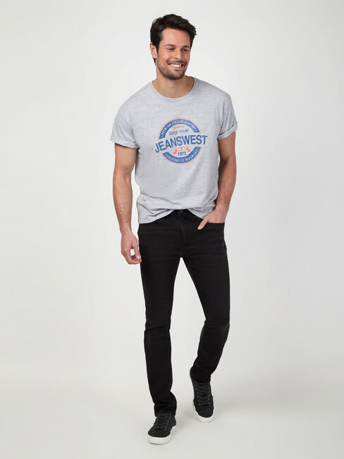 SS Jeanswest Logo Print Crew Tee, Grey, hi-res