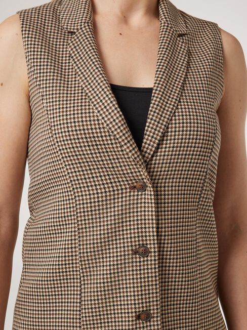 Leyton Longline Waistcoat, Brown, hi-res