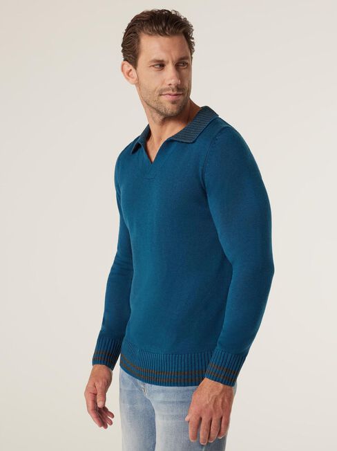 Franklin Open Collar Neck, Blue, hi-res