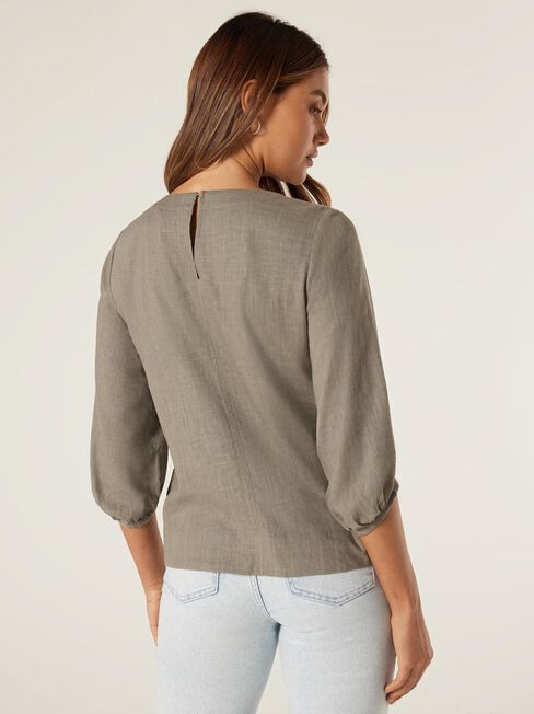 Blake Blouson Sleeve Top, Khaki, hi-res