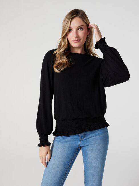 Jemma Soft Touch Shirred LS Top | Jeanswest