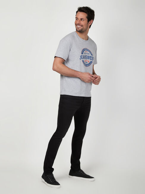 SS Jeanswest Logo Print Crew Tee, Grey, hi-res