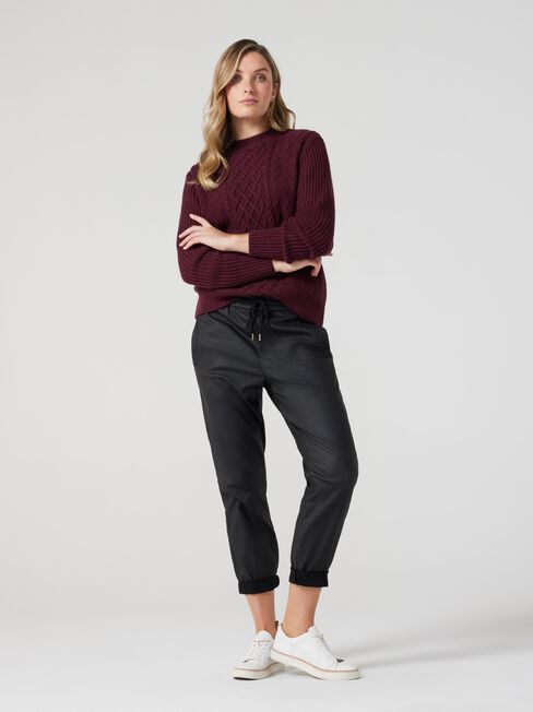 Elena Cable Knit Pullover, Auburn, hi-res