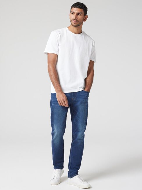 Knit Slim Straight Jeans, Dark Indigo, hi-res