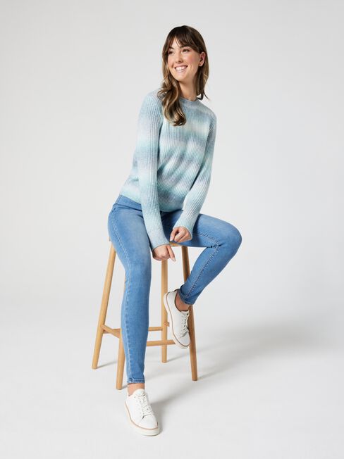 Kate Space Dye Pullover Knit, Blue Space dye, hi-res