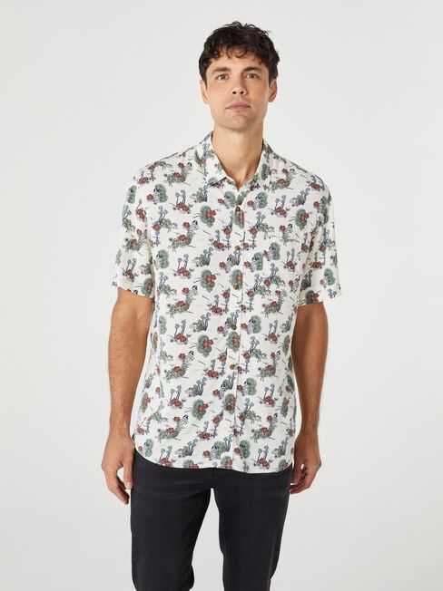 SS Maxwell Print Shirt, Brown, hi-res