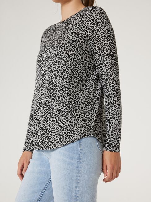 Sophie Soft Touch Curve Hem Pullover, Grey, hi-res