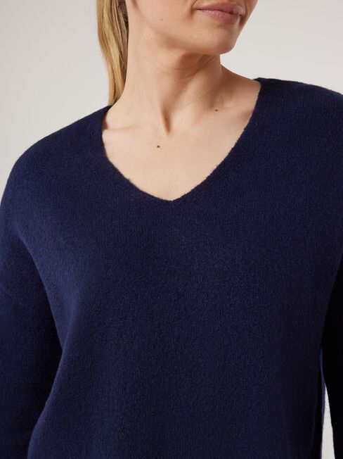 Avery V-Neck Knit, Blue, hi-res