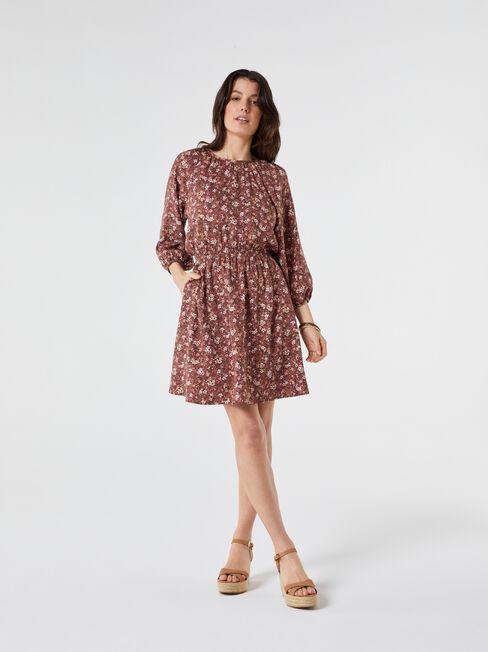 Ellerie Elastic Waist Dress, Floral, hi-res