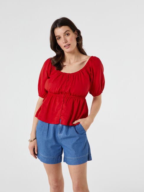 Zuri Structured Top, Red, hi-res