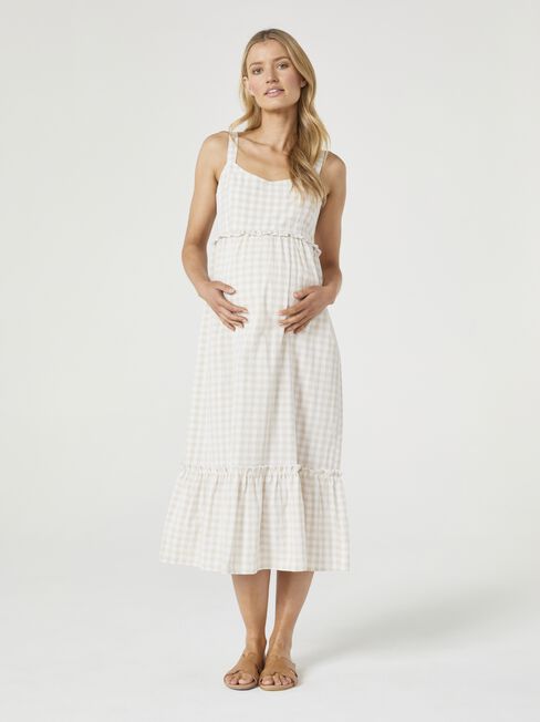 Daisy Maxi Nursing Maternity Dress, White, hi-res