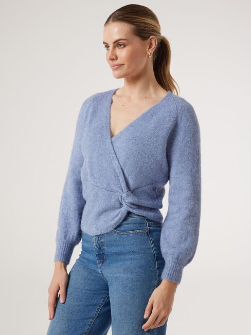 Tori Twist Front Knit, Blue, hi-res