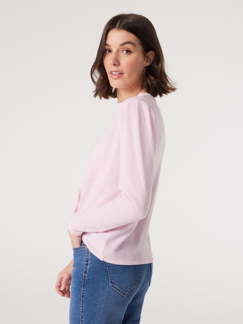 Aimee Twist Hem Top, Pink, hi-res