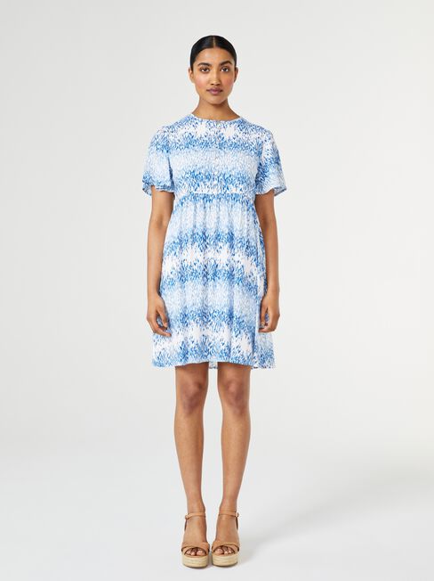 Ziggy Tie Front Dress, Blue, hi-res