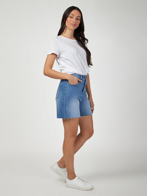 Frankie High Waisted Short, Mid Indigo, hi-res