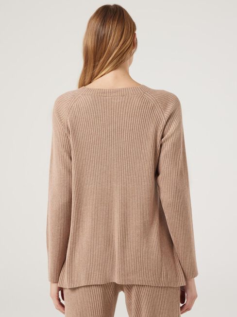 J-Luxe Rib Raglan Top, Almond, hi-res