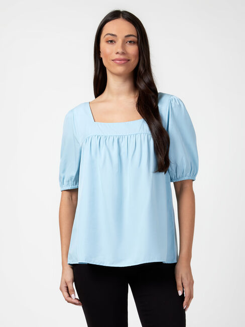 Violet Square Neck Top, Blue, hi-res