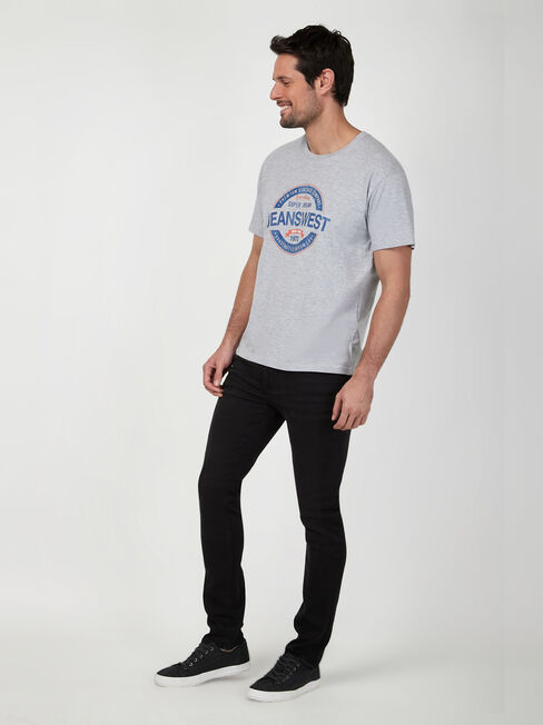 SS Jeanswest Logo Print Crew Tee, Grey, hi-res