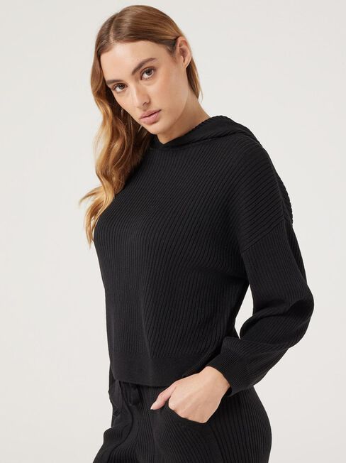 J-Luxe Rib Hoodie, Black, hi-res