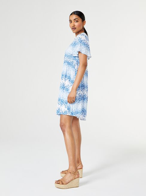 Ziggy Tie Front Dress, Blue, hi-res